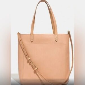 Well used Madewell medium transport tote in natural buff